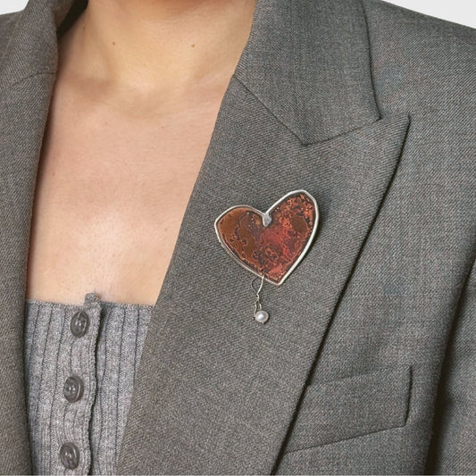 Hart broche met parel