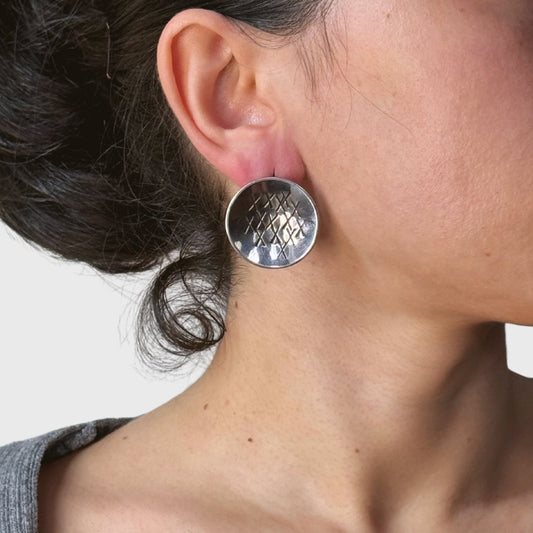 Zilveren ronde bengel oorbellen