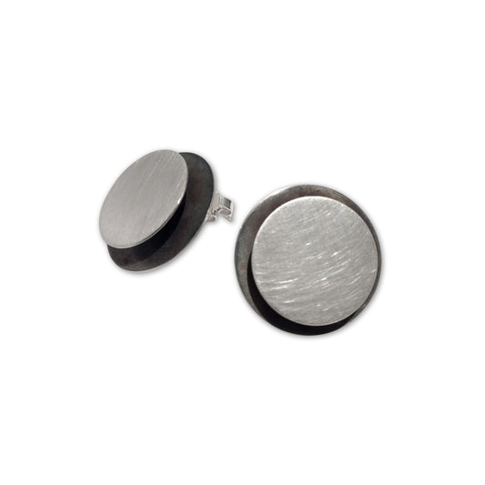 Zilveren zwevende rondel oorbellen