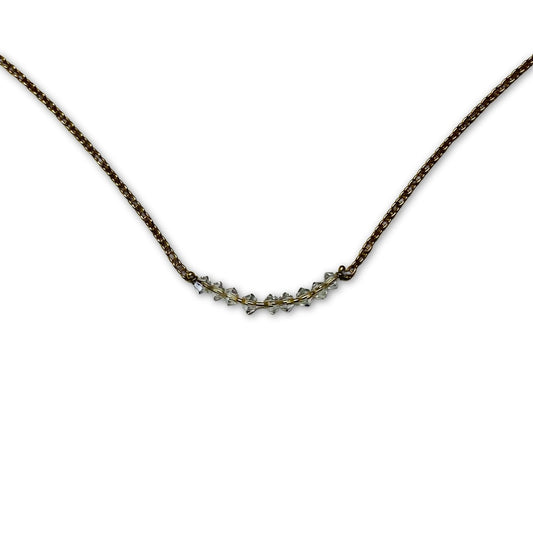 Verguld collier met witte swarovski kristallen