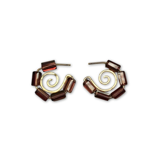 Gold-filled glas creool oorbellen met spiralen