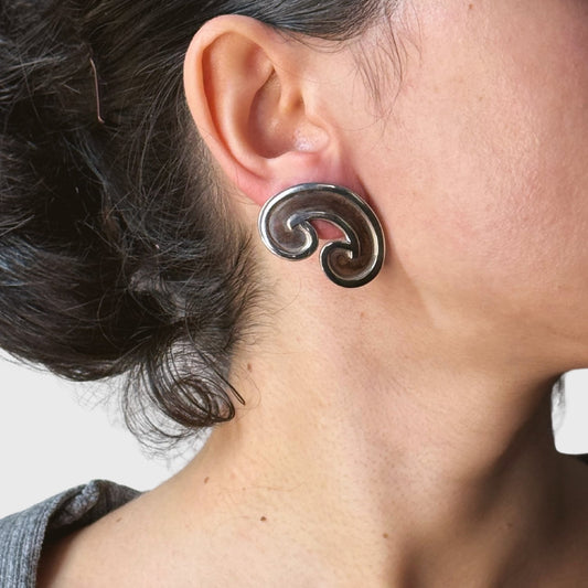 Zilver op koperen krul oorbellen