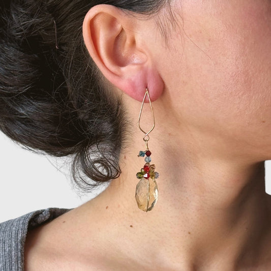 Lange citrien oorbellen