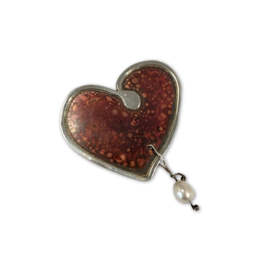 Hart broche met parel