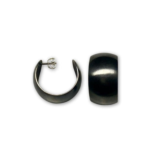 Zwart zilveren bol oorbellen