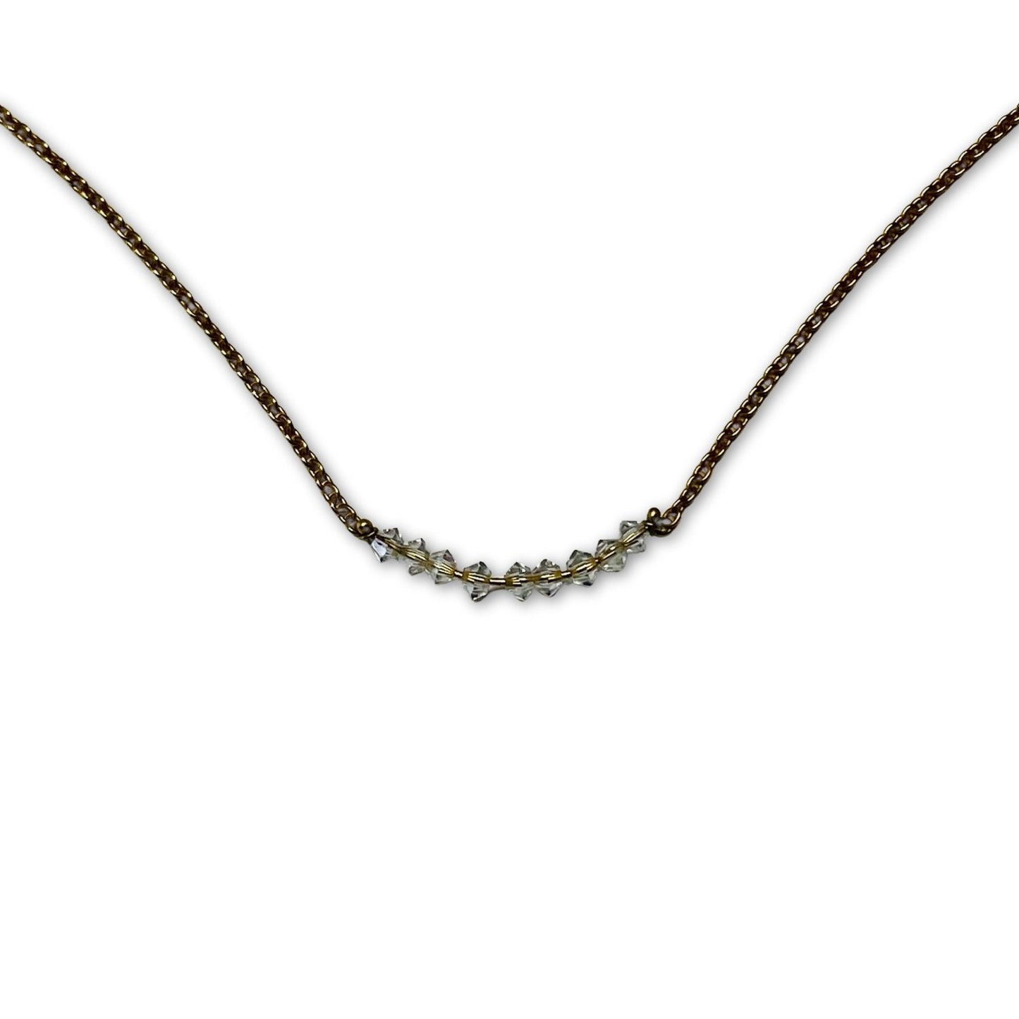 Verguld collier met witte swarovski kristallen