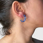 Zilveren glas creool oorbellen met spiralen blauw