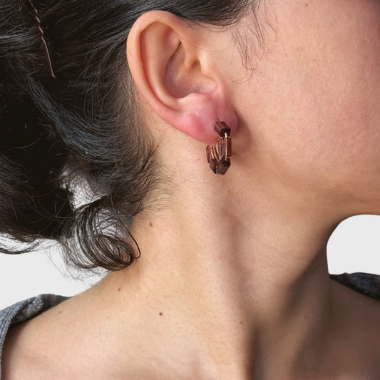 Gold-filled glas creool oorbellen met spiralen