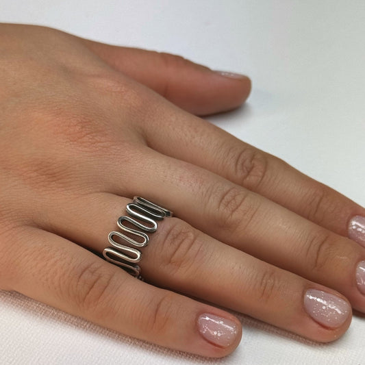 Zilveren slinger ring breed