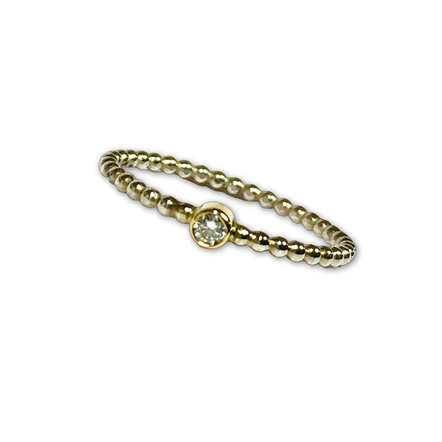 Zilveren balletjes ring met diamant