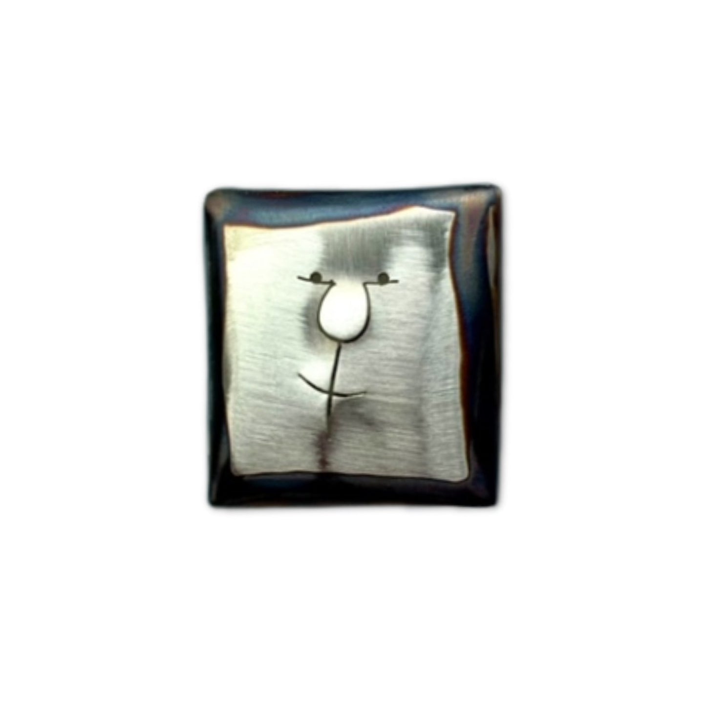 Zilveren broche met gezellig gezichtje