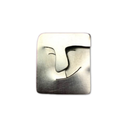 Zilveren broche gezichtje