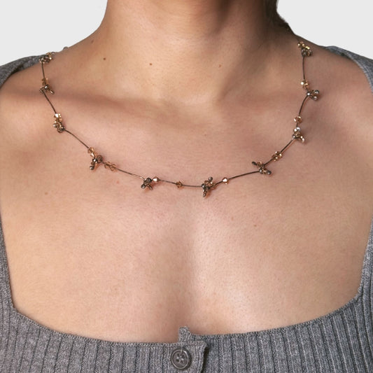 Zilveren stokjes collier met swarovski kristal