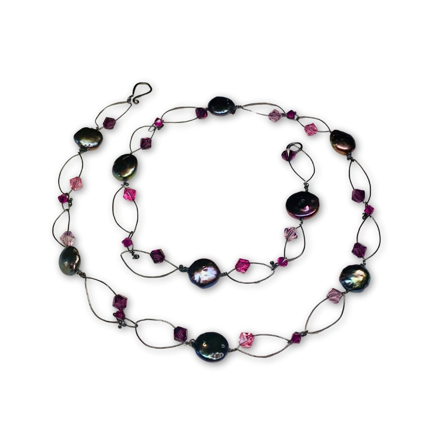 Opengewerkt parel kristal collier