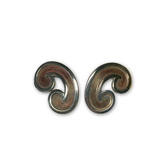 Zilver op koperen krul oorbellen