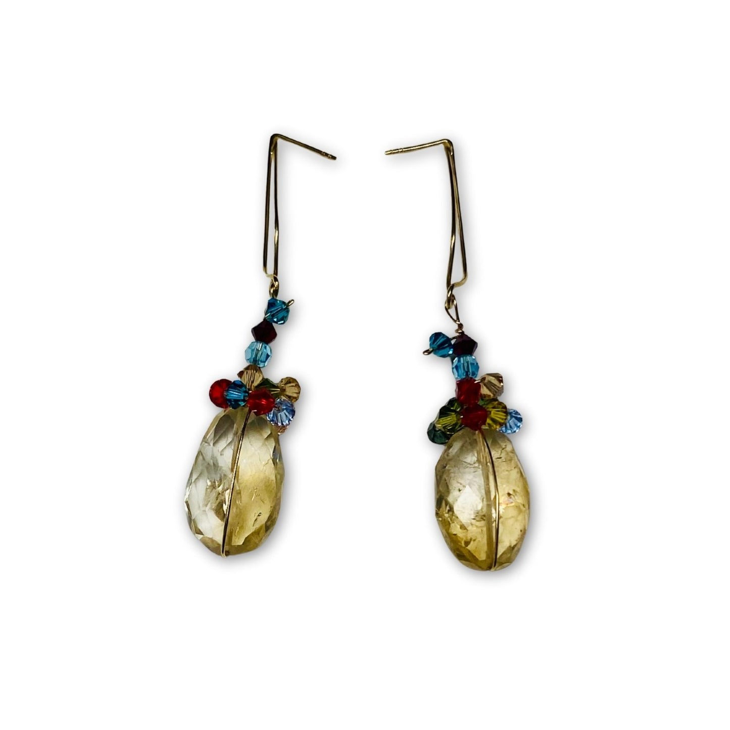 Lange citrien oorbellen