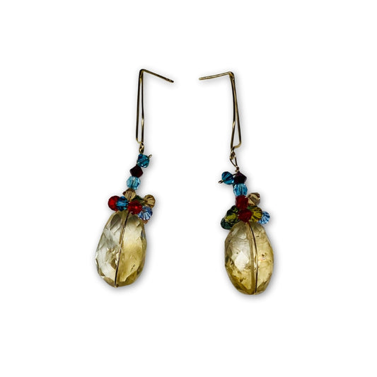 Lange citrien oorbellen