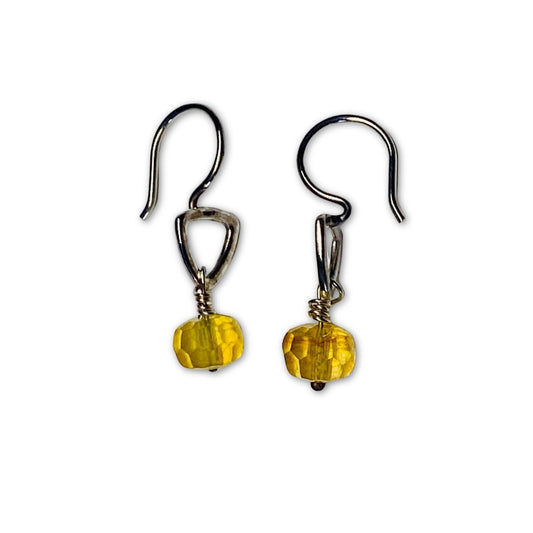 Zilveren bengel oorbellen met citrien